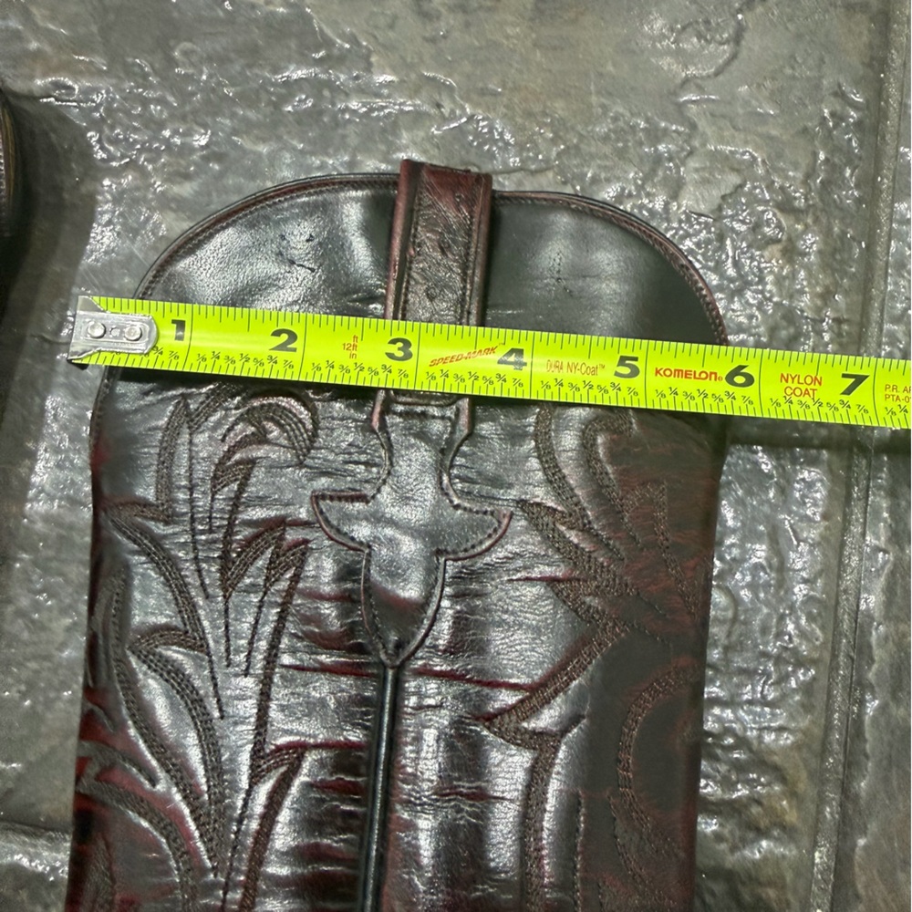 Lucchese Handmade Exotic Ostrich Leather Western Cowboy Boots Burgundy 6.5 - Picture 15 of 15